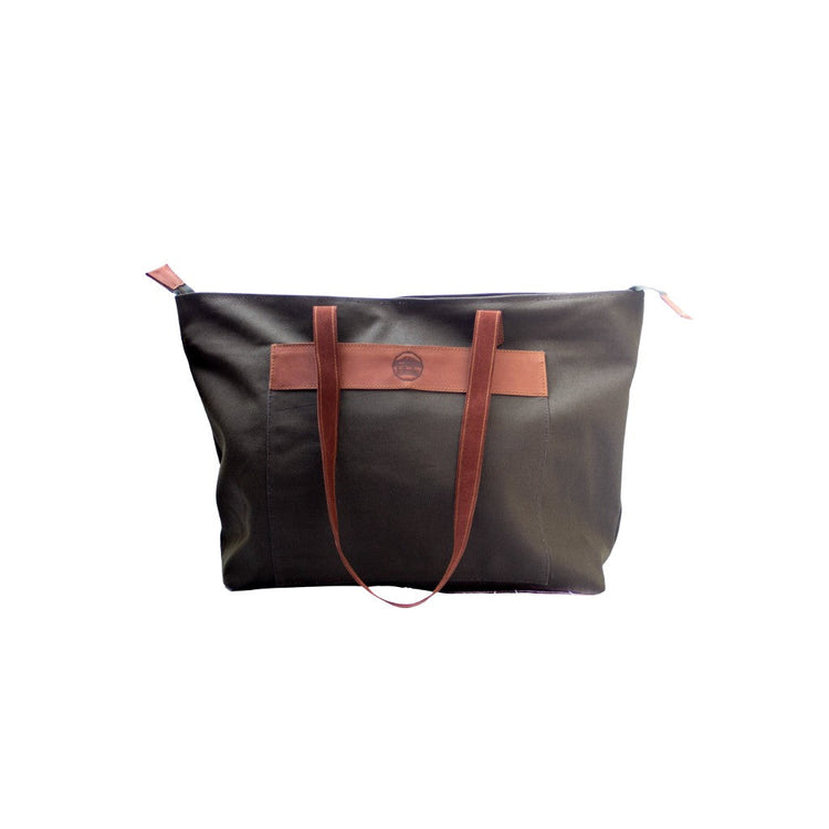 Canvas Leather-Trim Weekender Tote