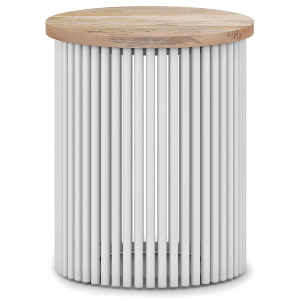 Fluted Metal Rod Round Accent Table