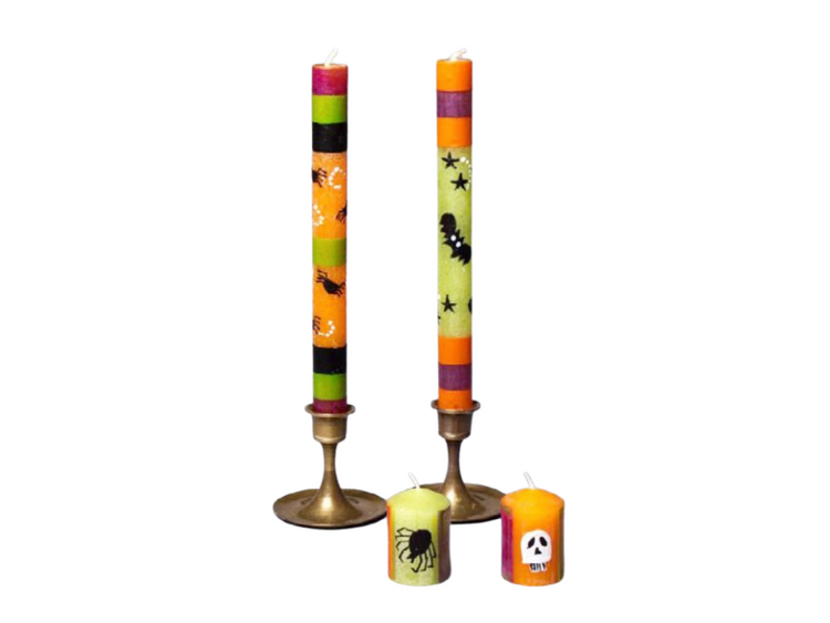 Halloween Painted Paraffin Taper Candles