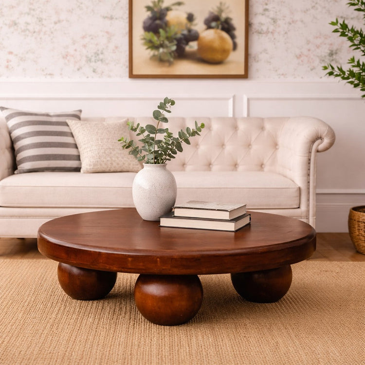 Round Mango Wood Bola Coffee Table