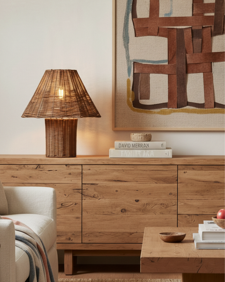 Woven Rattan Table Lamp