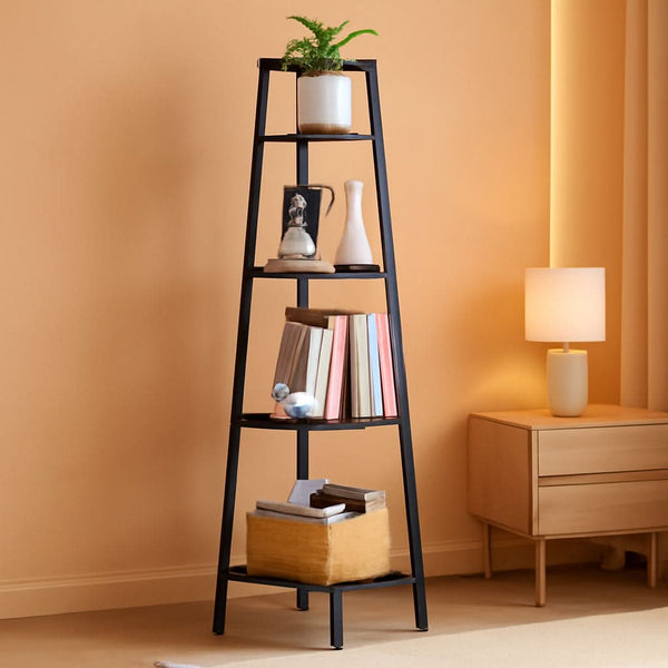 Matte Black Metal Corner Bookcase – book case, in black | Roost & Roam