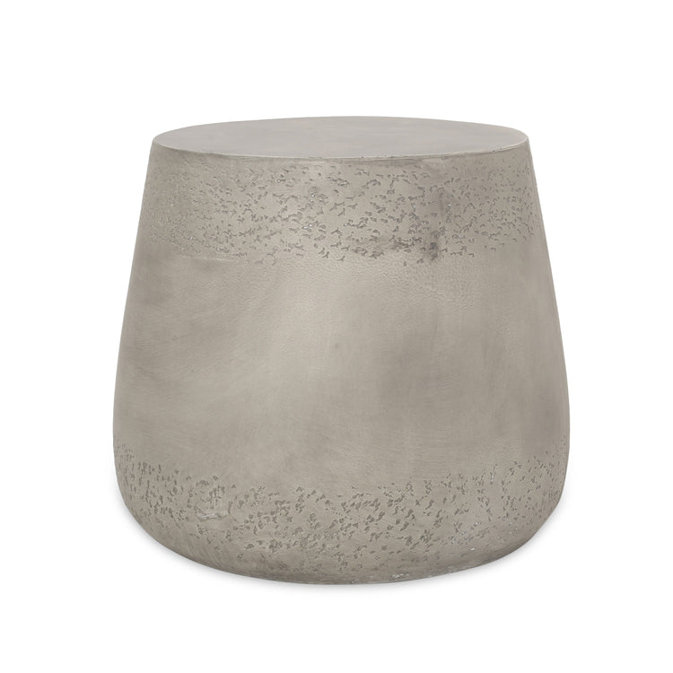 Concrete-Finish Drum Side Table