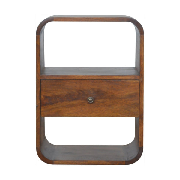 Curved Edge Mango Wood Nightstand