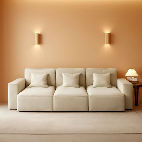 Velvet-Finish Modular Reclining Sectional Sofa