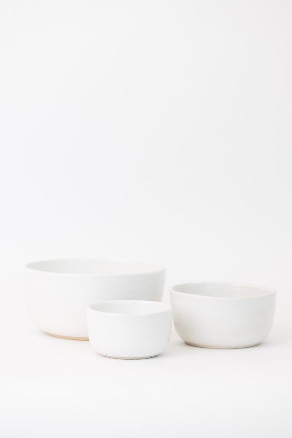 Matte White Ceramic Nesting Bowl Set