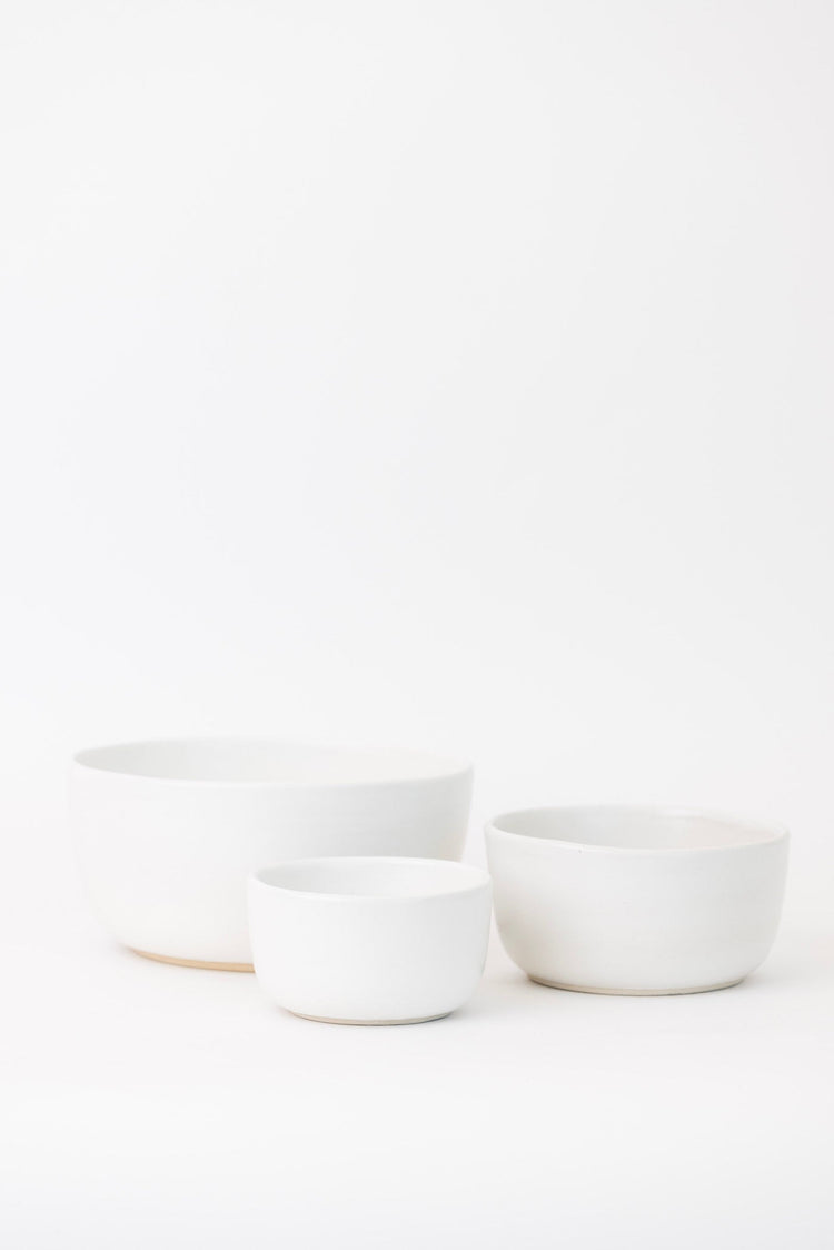 Matte White Ceramic Nesting Bowl Set