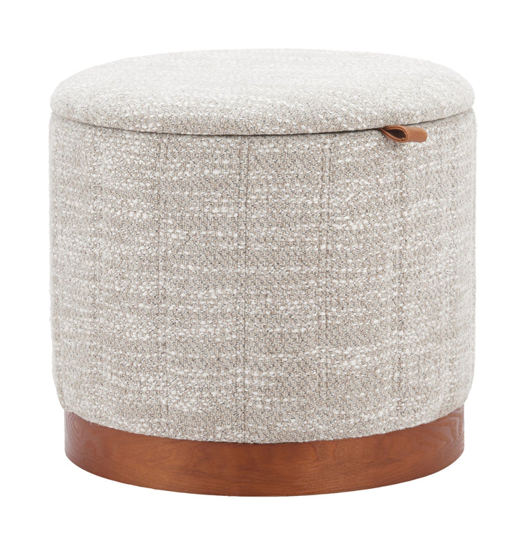 Textured Fabric Round Storage Ottoman