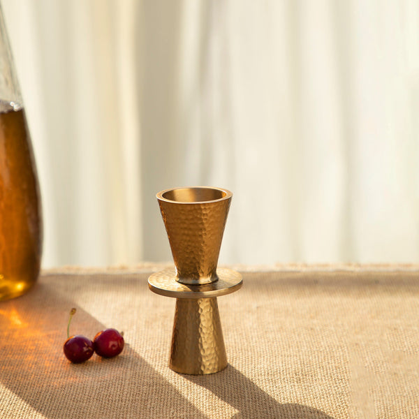 Hammered Brass-Finish Double Jigger