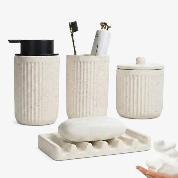Fluted Ceramic Bathroom Accessory Set
