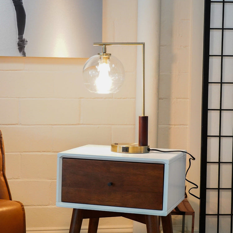 Gold Glass Globe Desk Lamp