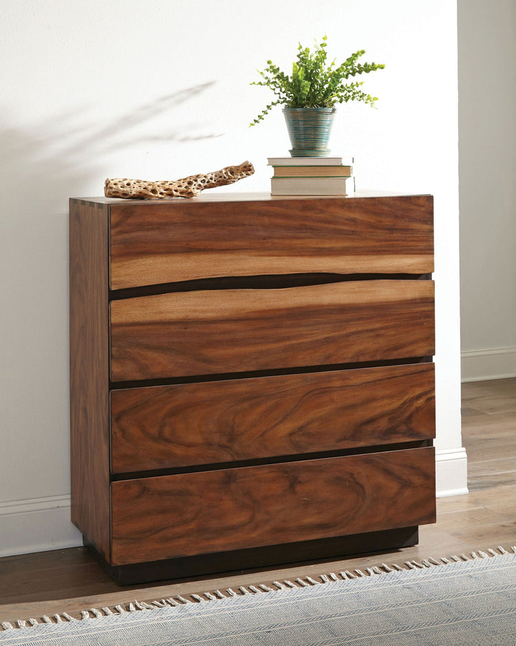 Smokey Walnut Four-Drawer Bedroom Chest