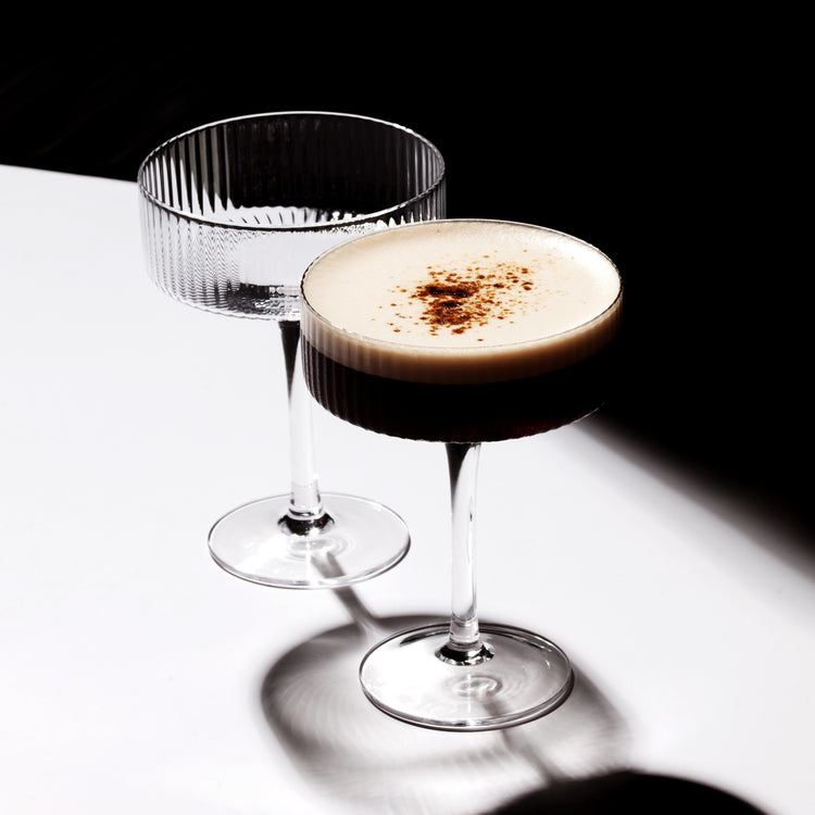 Ribbed Clear Coupe Cocktail Glass