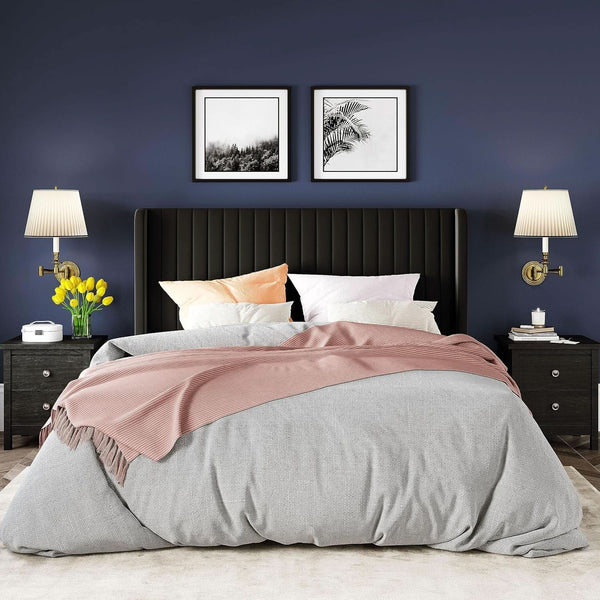 Wingback Velvet Queen Bed Frame