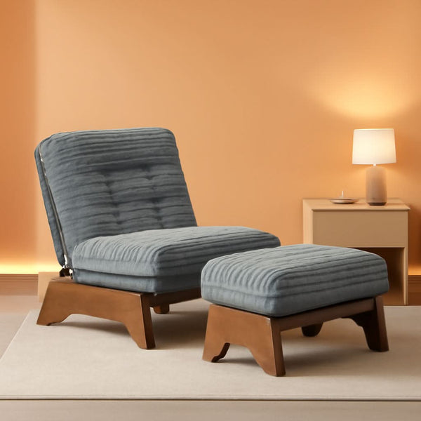 Grey Adjustable Accent Chair Featuring Plush Ottoman