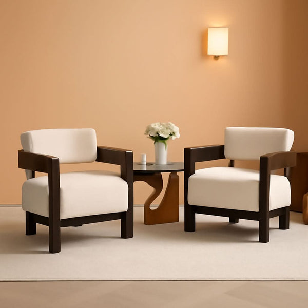 Curved Chenille Wood-Frame Accent Chair Pair – chair | Roost & Roam