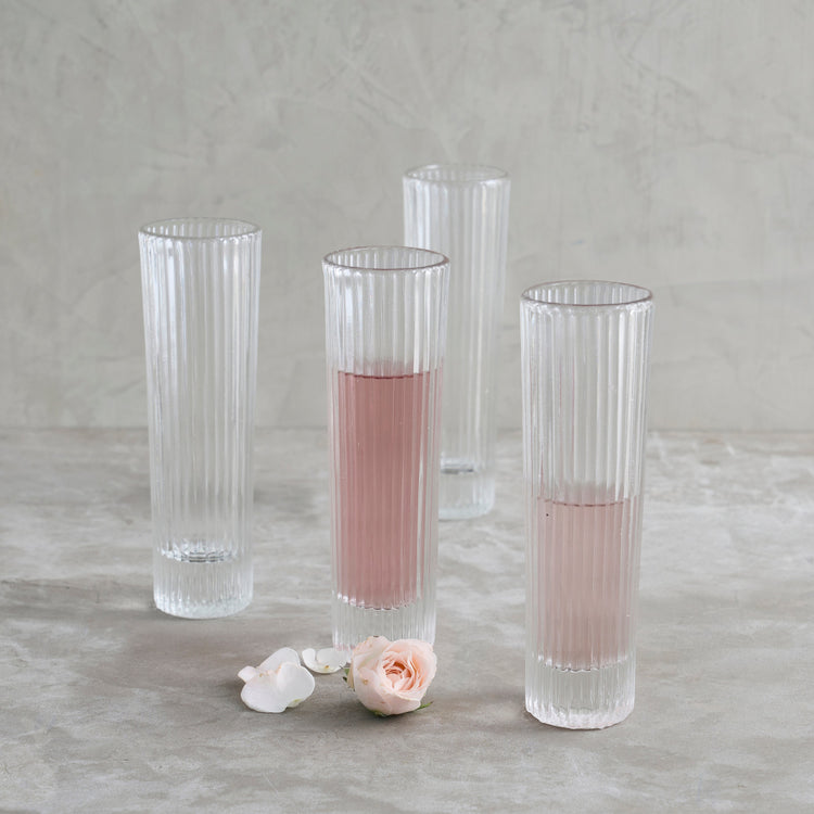 Ribbed Clear Champagne Flute Set