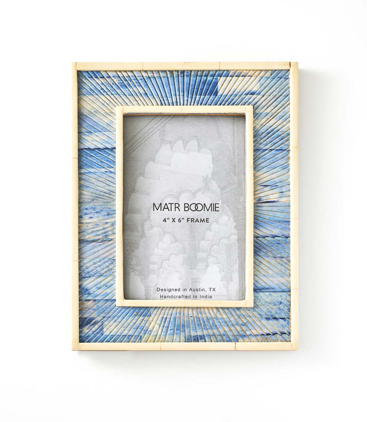 Indigo-Dyed Carved Bone Picture Frame