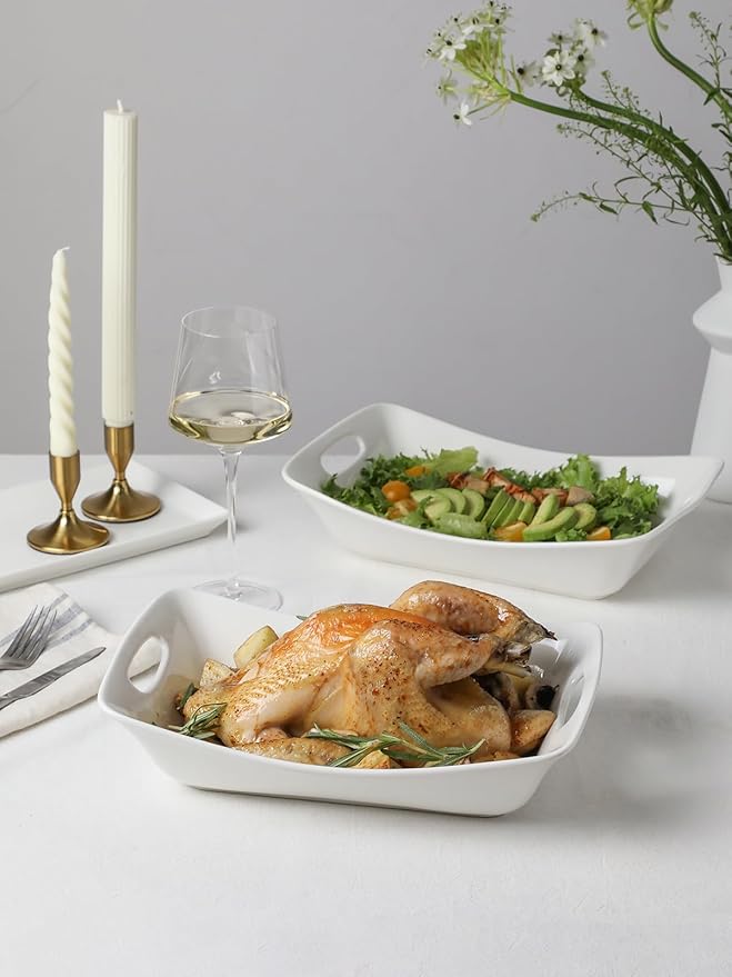 White Porcelain Handled Serving Bowl Set