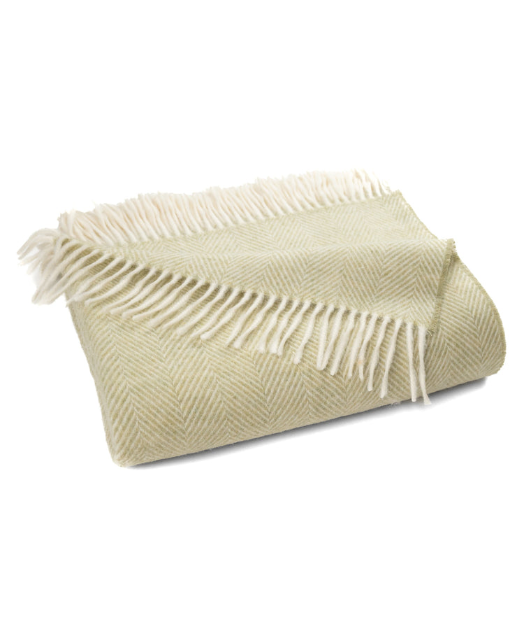 Merino Wool Herringbone Fringe Throw