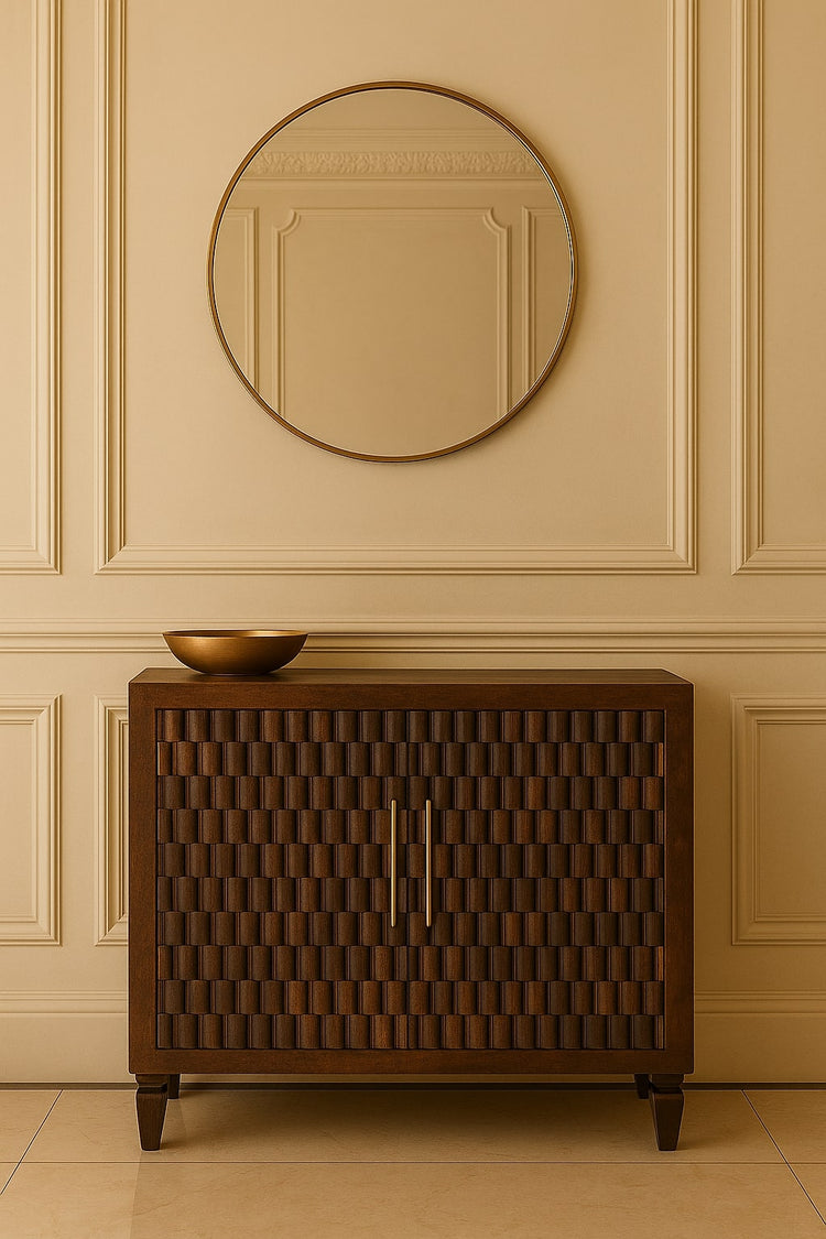 Carved Mango Wood Two-Door Sideboard