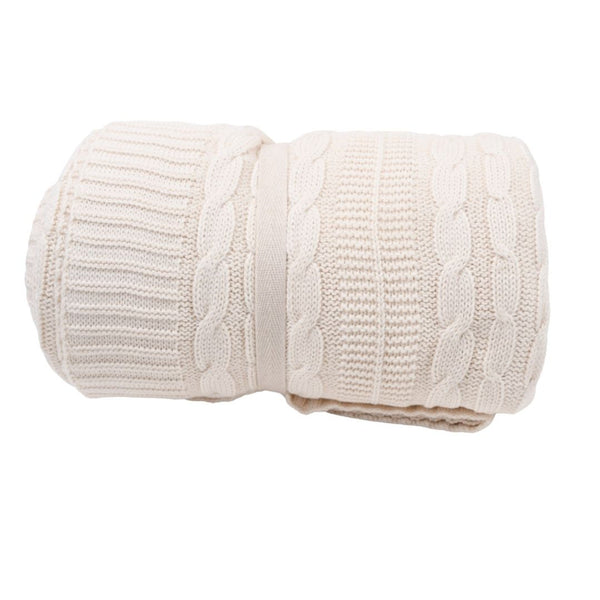 Cable Knit Organic Cotton Throw Blanket