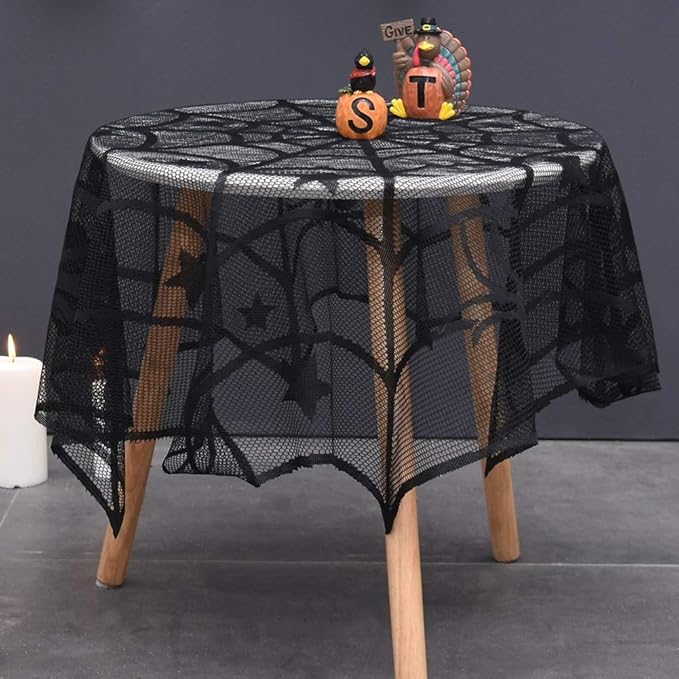 Black Lace Spider Web Table Topper