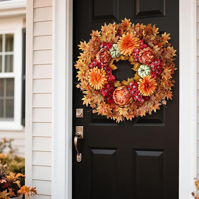 Silk Maple Leaf Fall Harvest Wreath