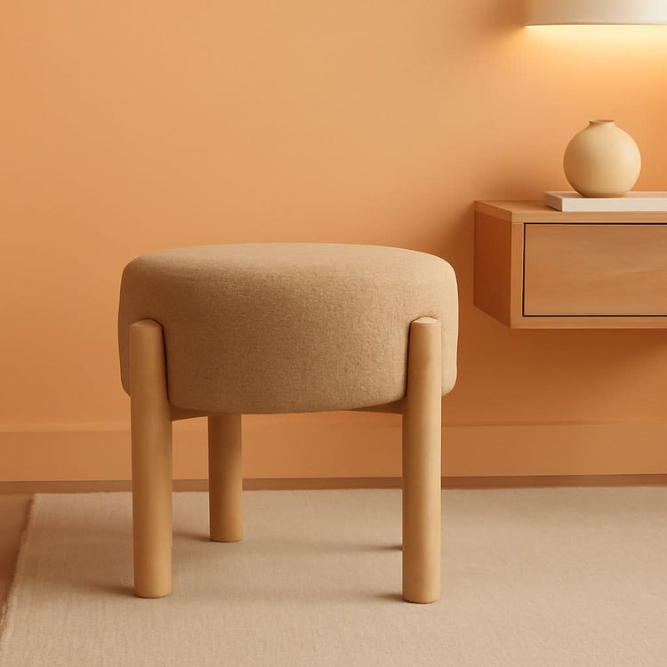 Round Boucle Upholstered Ottoman – ottoman | Roost & Roam