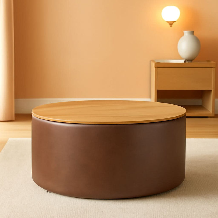 Faux Leather Round Storage Ottoman – ottoman | Roost & Roam