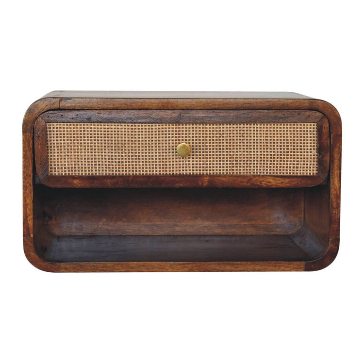 Woven Rattan Wall-Mounted Bedside Table