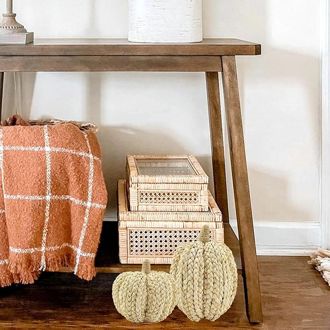 Woven Cornhusk Pumpkin Decor Set
