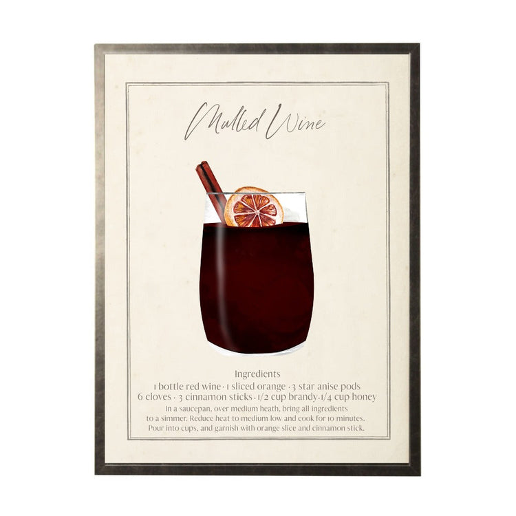 Watercolor Mulled Wine Recipe Print