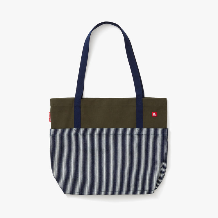 Striped Denim Canvas Market Tote