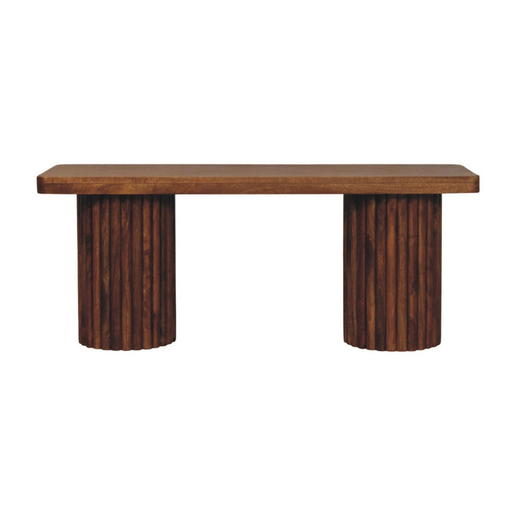 Fluted Column Solid Wood Bench