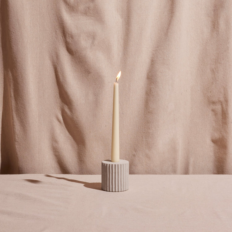 Ridged Sandstone Taper Candle Holder