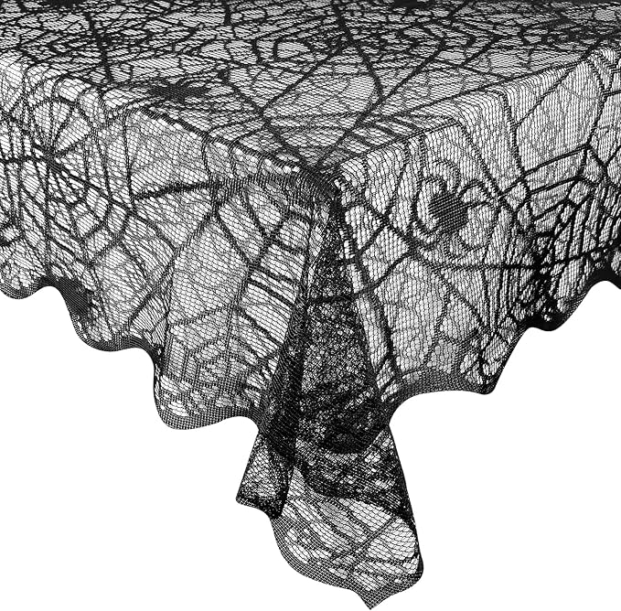 Black Lace Spider Web Tablecloth