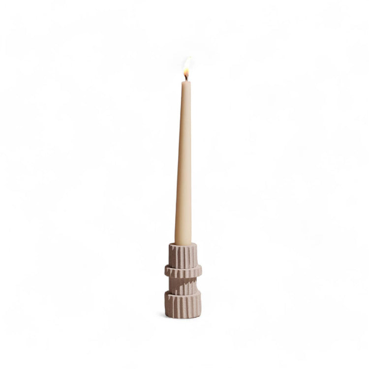 Ribbed Sandstone Taper Candle Holder