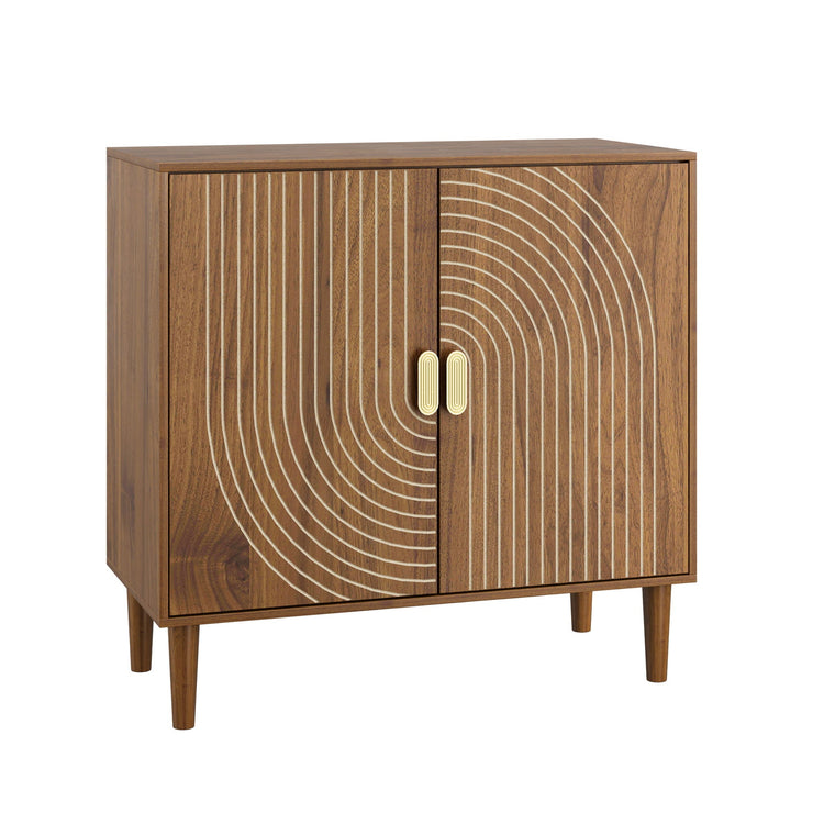 Groove-Front Wood-Grain Buffet Cabinet
