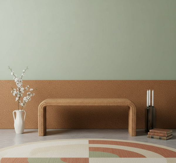 Woven Rattan Waterfall Bench