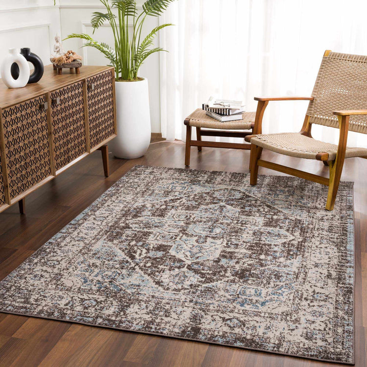 Dark Brown Medallion Area Rug