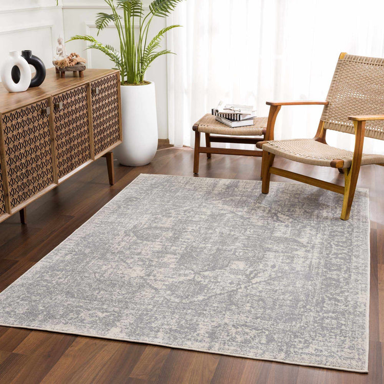 Gray Medallion Woven Area Rug
