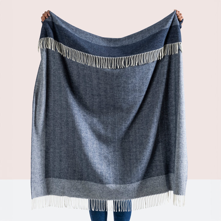 Herringbone Border Fringe Throw