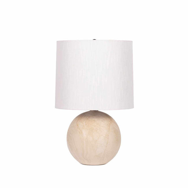 Round Ceramic Linen-Shade Table Lamp