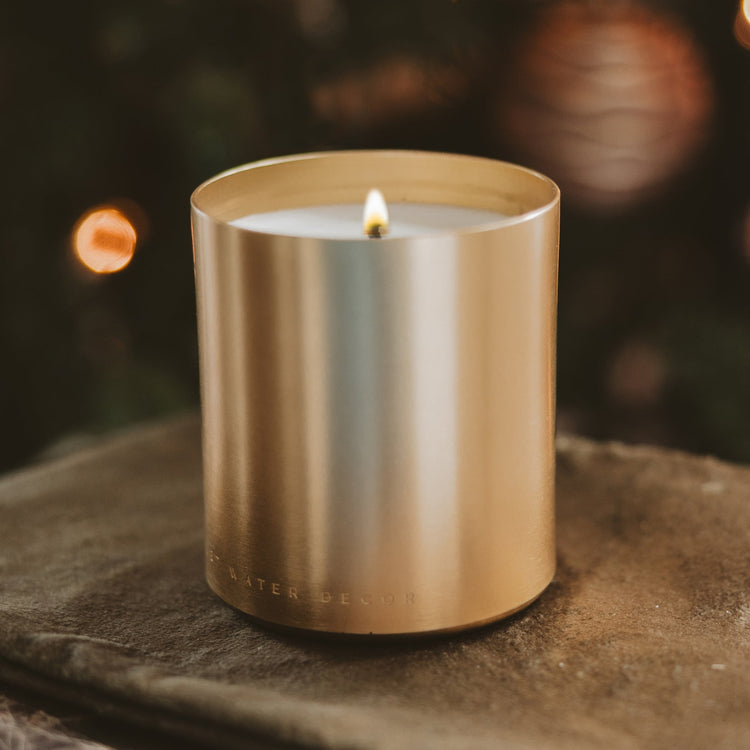 Gold Aluminum Soy Candle, Warm & Cozy, 10 oz