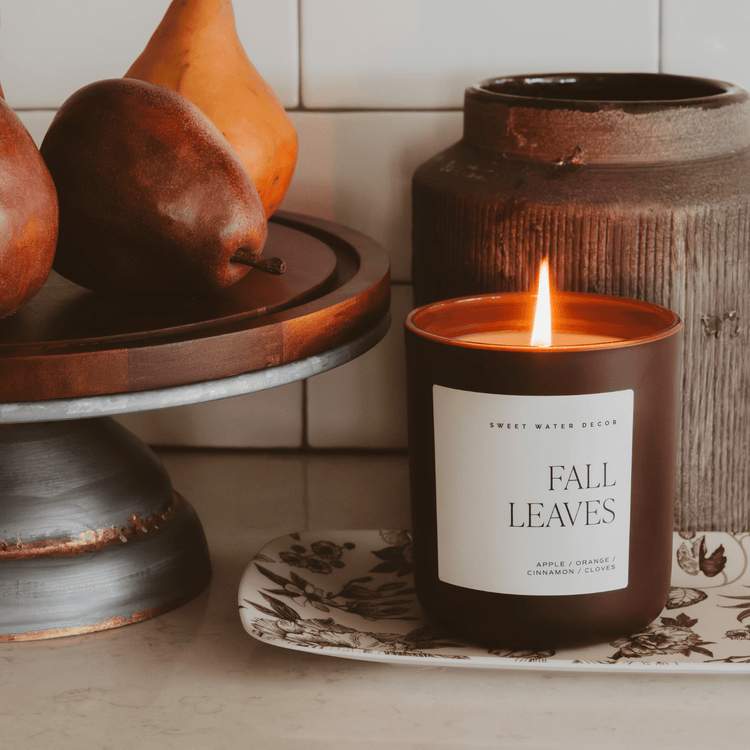 Fall Leaves Soy Candle, Brown Matte Jar, 15 oz