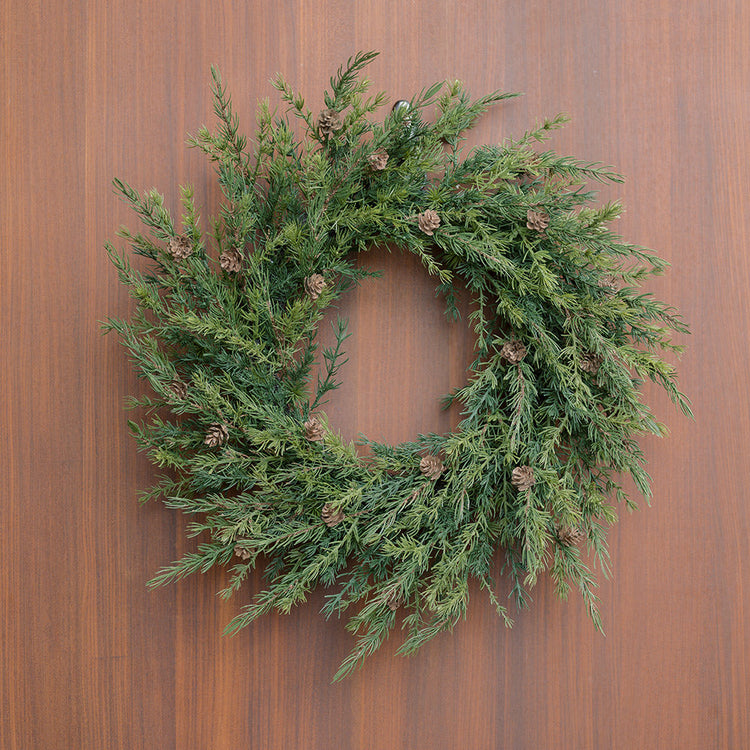 Faux Pine Wreath with Pinecones, 28 in
