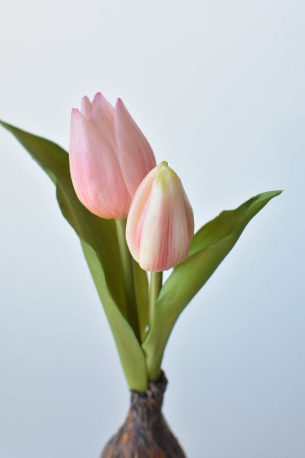 Soft-Touch Faux Tulip Bulb Pick — Blush real-touch tulip with sculpted bulb and root detail, pick included