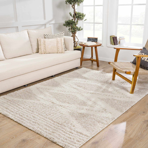 Cream Shag Plush Area Rug