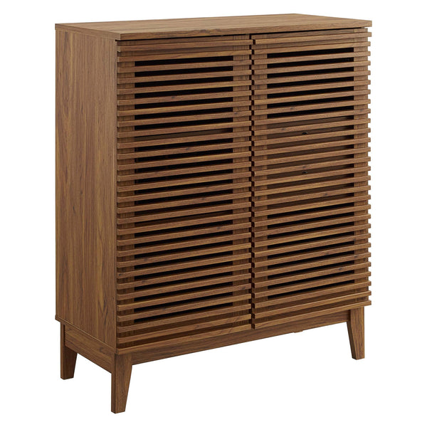 Slatted Walnut Bar Cabinet